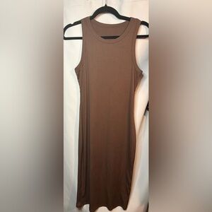 Sleeveless Ribbed Brown Dress